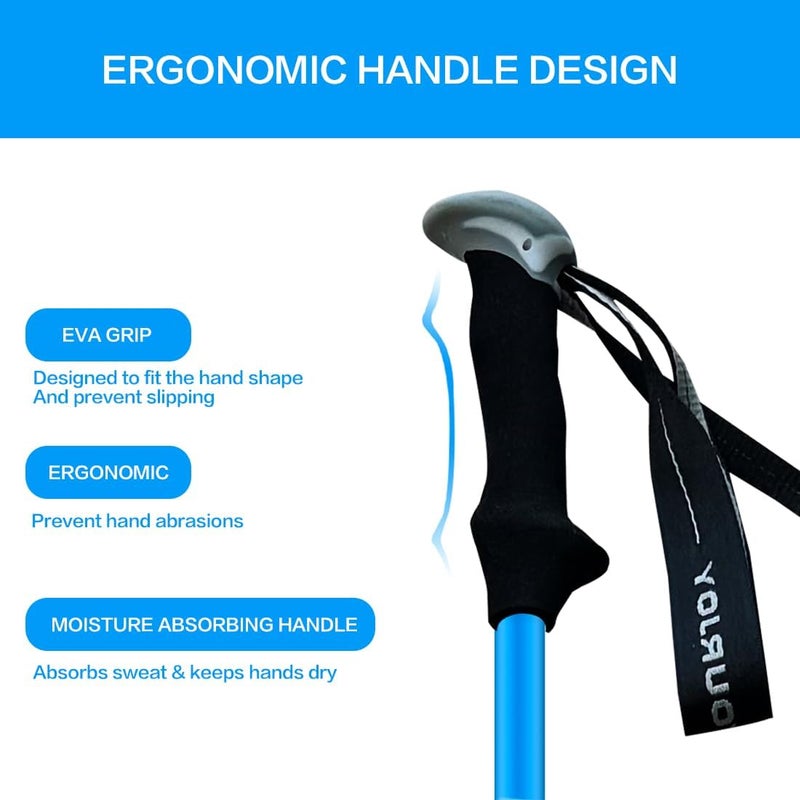 yourjoy Hiking Trekking Poles for Kids, 2 Pack Anti Shock, Adjustable, Collapsible Hiking Poles for Trekking or Walking, Lightweight Aluminum Sticks - Image 5